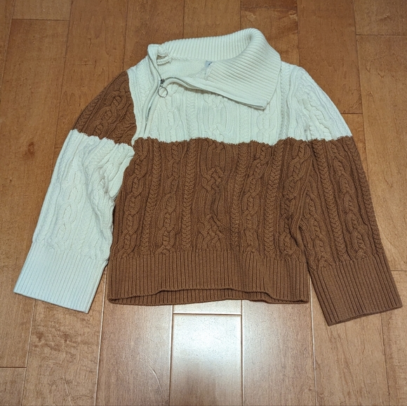 Petite Studio French Style Rowen Wool Sweater - Ivory & Caramel - Picture 6 of 8